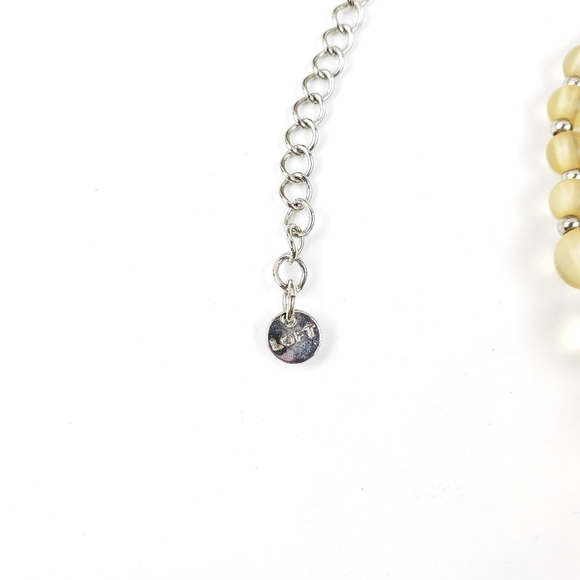 Loft Multi Strand Mixed Media Necklace Beads Rhinestones Chains Silver Yellow - Picture 9 of 11